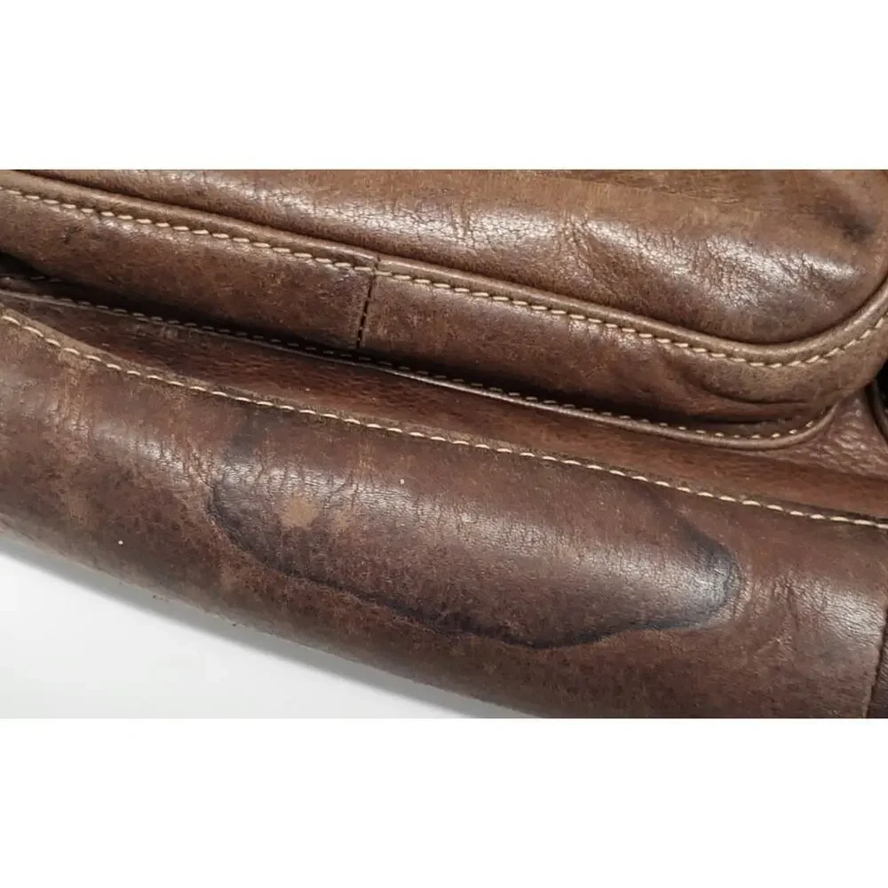 LL BEAN VINTAGE BROWN GENUINE LEATHER MESSENGER CROSSBODY BAG